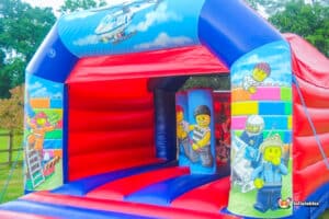 Building block bouncy castle ideal for birthday party.