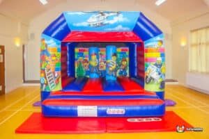 Inflatable inside a venue ideal for birthday party entertainment.