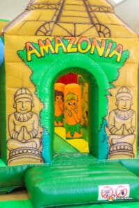 The entrance to inflatable bounce area.