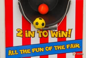 A bright ball sitting in a bucket, symbolizing a fun and playful activity.