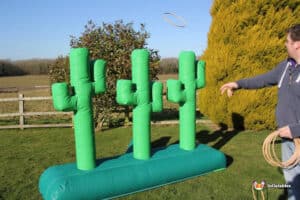 Outside, an inflatable cactus showcases a lasso game, inviting participation from passersby.
