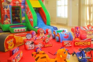A large party package for young children to play and enjoy in bright circus theme.