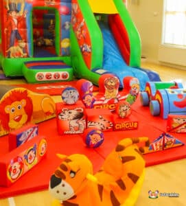 Soft play shapes with circus animals for children and babies.