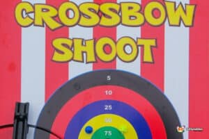 A Fram "Crossbow Shootout," marking the area for a crossbow shooting competition.