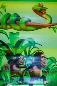 Vibrant artwork of two monkey characters.