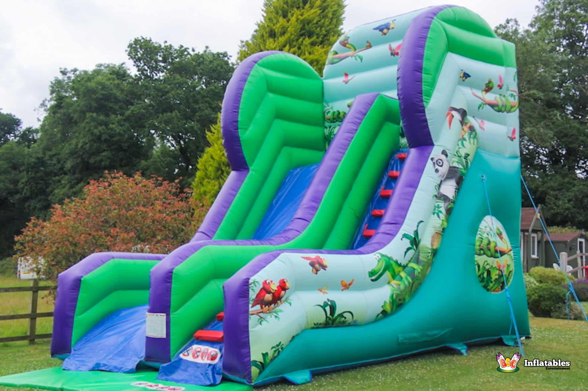 Jungle slide inflatable for outdoor use suitable for adults and children