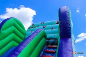 bright inflatables with jungle animals.