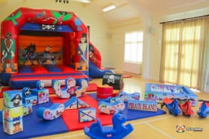 Pirate themed soft play package with matching bouncy castle for young children