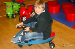 This is a young boy having a lovely time.