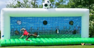 Bright inflatable goal deal for kids' outdoor play and sports activities.