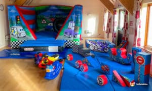Abbots Morton village hall with bouncer package from BBC inflatables.
