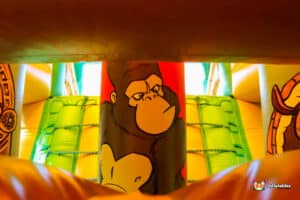 Ape art work on the climb up to a large slide