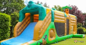Jungle-themed inflatable Obstacle designed for fun and adventure.