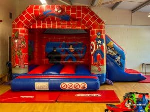 Barnt Green Scout & Guide Centre super hero bouncy castle.