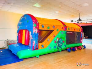Adult Fun run inside on hardwood floor
