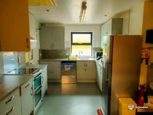 kitchen space at the village hall with equipment