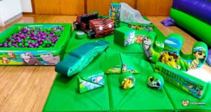 Jungle soft play with safari car and ball pool.