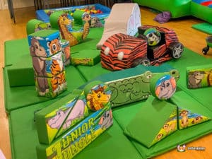 Jungle soft play with safari car and animal soft play shapes