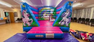 BBC Inflatables Unicorn Castle & Plasma Cars at Elmbridge Village Hall