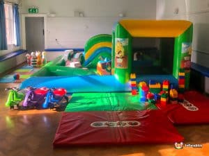 BBC Inflatables equipment in Fladbury Village Hall