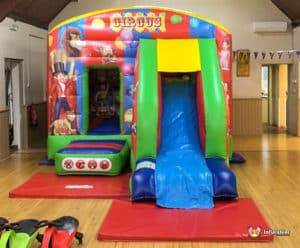 Circus themed bouncy castle.