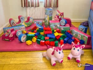 soft play set pink and brightly coloured edublocks.