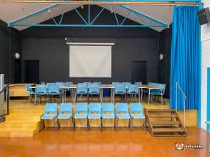 Stage area and seating.
