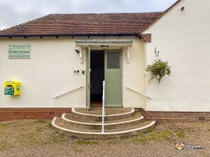 Venue front doors and hand rails.