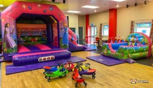 Bouncy castle with slide at Stoke Prior Sports and Social Club hired from BBC Inflatables