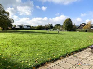 green field and outside slabbed area