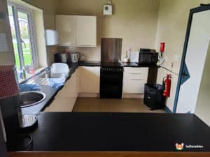 kitchen space with oven and sinks