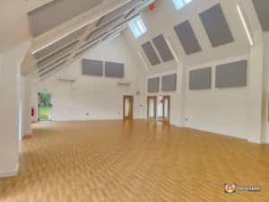 Bright venue with hardwood floor