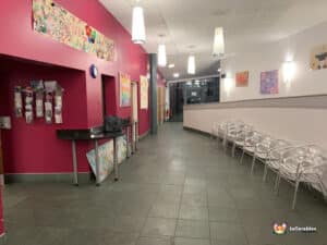 hallway showing access to venue with seating