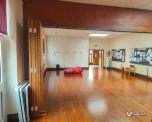 Partition doors and wood flooring