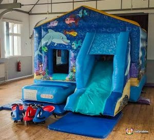 sea world bouncy castle with slide