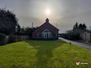 Broom Village Hall Entrance and grass area